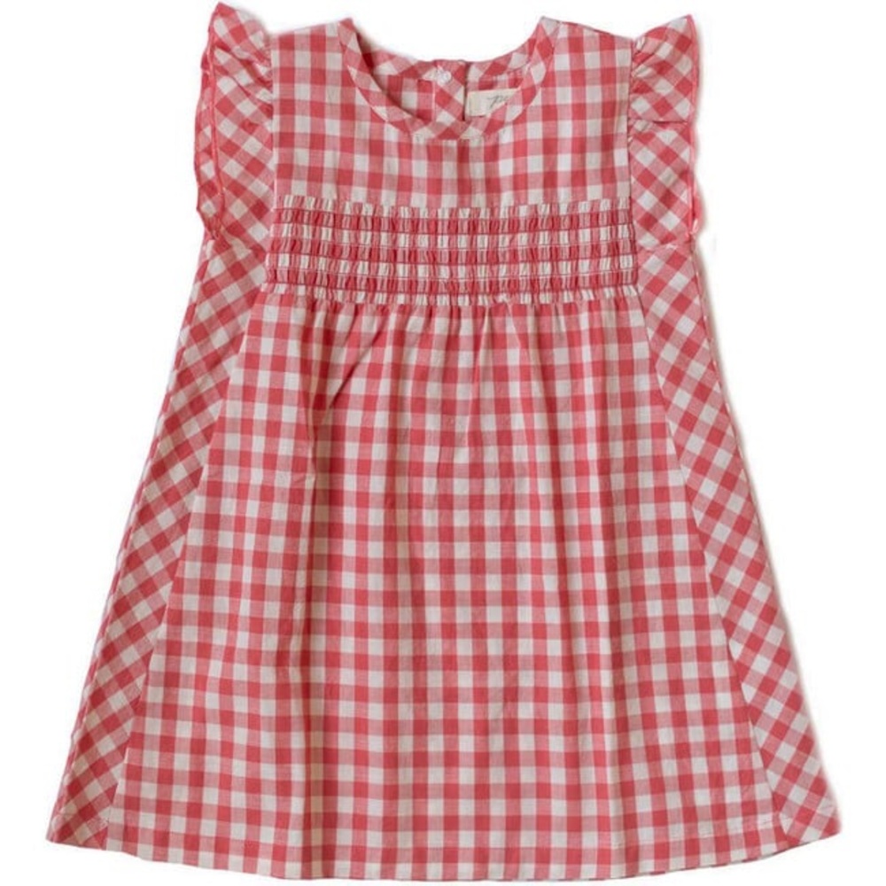 PEHR Checkmate Ruffle Dress, Tomato 18-24M